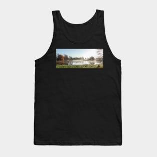 Lake, autumn mood, ground fog, hoarfrost, trees, landscape, Fischerhude, Lower Saxony, Germany Tank Top